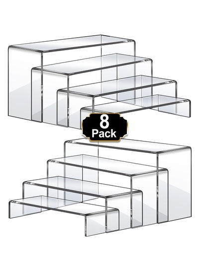 اشتري 8 قطع حوامل عرض أكريليك كبيرة، حوامل عرض مستطيلة الشكل، حوامل عرض مستطيلة الشكل، رفوف عرض شفافة للديكور، رفوف عرض الكيك للبيع بالتجزئة للأحذية في السعودية