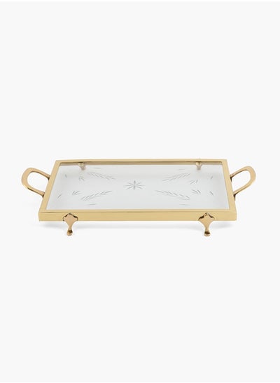 Buy Rectangular Glass Tray for Dining Table Set 20 x 47.5cm in UAE