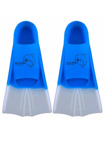 Buy Silicone Swim Training Short Fins Size L (39-41), Blue/White in Egypt