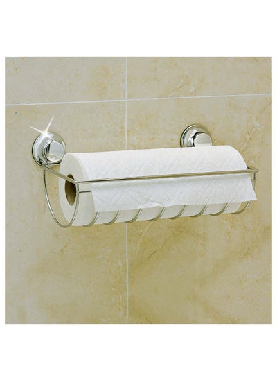 Buy Tissue Roll Holder No Drilling No Screws No Glue No Adhesive Kitchen Paper Towel Dispenser Tissue Roll Stand Wall Mounted Silver in UAE