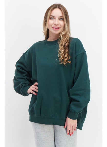 Buy Women Sportswear Fit Long Sleeve Training Sweatshirt, Green in Saudi Arabia