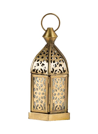 Buy HilalFul Classic Brass Antique Clear Glass Decorative Candle Holder Lantern | For Home Decor in Eid, Ramadan, Wedding | Living Room, Bedroom, Indoor, Outdoor Decoration | Islamic Themed | Moroccan in UAE