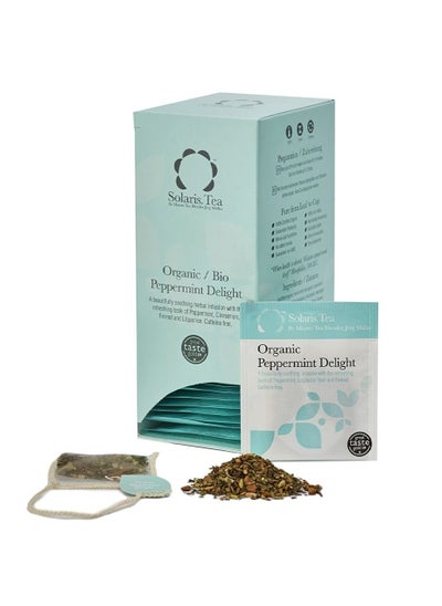 اشتري Organic Peppermint Delight, 40 Whole Leaf Stitched Silken Teabags في الامارات