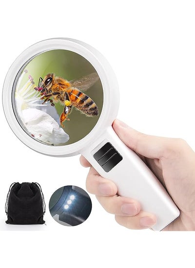 Buy Magnifying Glass With Light, 30X Handheld Large Magnifying Glass, Led Illuminated Magnifier, Double Layer Optical Glass Lens For Macular Degeneration, Seniors Reading Children Nature Exploring in Saudi Arabia