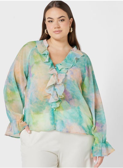 Buy Ruffle Detail Printed Top in UAE