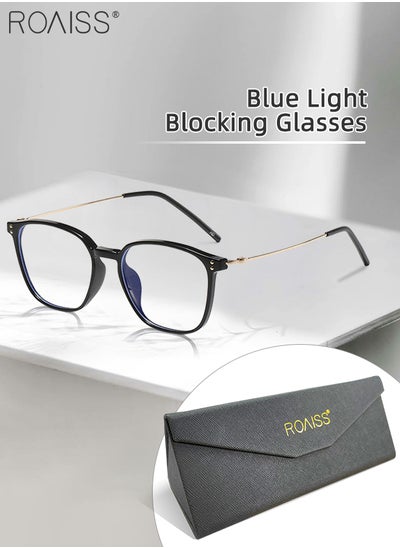 Buy Blue Light Blocking Glasses Blue Light Filter Computer Reading Gaming TV Phones Square Eyeglasses Fashion Anti Eyestrain Headache Eyewear for Men Women Black Gold 52mm in UAE