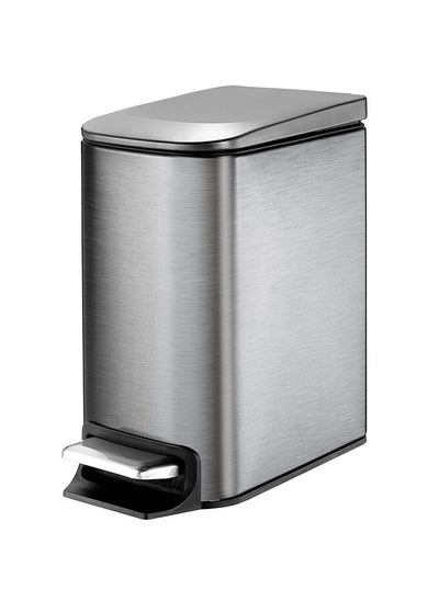 Buy Small Bathroom Trash Can with Lid Soft Close, Step Pedal, 6 Liter / 1.6 Gallon Stainless Steel Garbage Can with Removable Inner Bucket, Anti-Fingerprint Finish in UAE