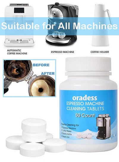 Buy 50PCS All-Purpose Espresso Machine And Coffee Maker Cleaning Tablets Also Works For Water Bottle Coffee Cup Stainless Steel Cup Kettle Limescale Removal in UAE