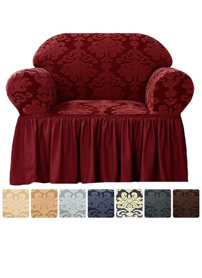 Buy One Seater Stretchable Sofa Cover Dark Red 80-120cm in UAE