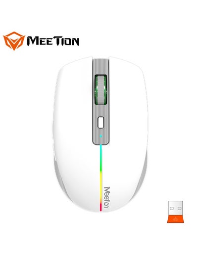 Buy Meetion 2.4G Bluetooth White Dual Mode BTM002 Bluetooth dual channel 10M wireless receiving distance Quiet and elegant office wireless mouse in UAE