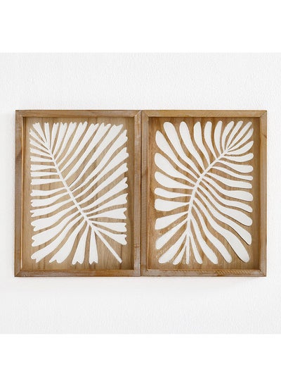 اشتري Ben Set of 2 Wall Decor, White & Brown - 30x40 cm في الامارات