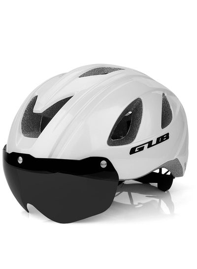 Buy Breathable Cycling Helmet with Rear Light Magnetic Goggles Women Men Lightweight Safety Helmet Bike Helmet White in Saudi Arabia