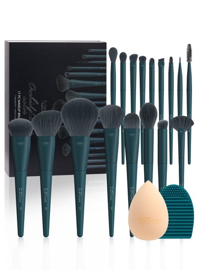 Buy DUcare Makeup Brushes Set 17 Pcs with Brush Cleaning Mat and Makeup Sponge Professional Face Powder Eye Shadow Powder Liquid Cream Kit Gift Box in UAE