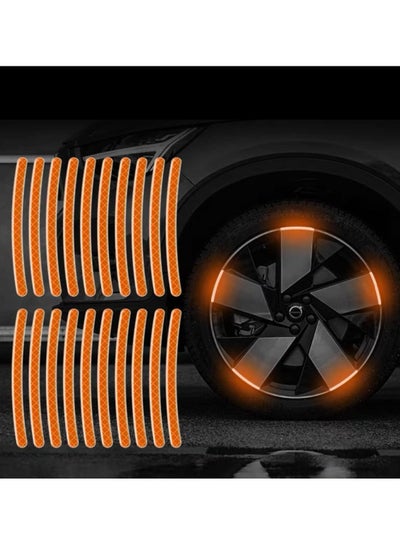 Buy Reflective Car Wheel Rim Stickers, 20pcs Night Safety Warning Car Stickers, Anti-Scratch Reflective Stickers Car Motorcycle Wheel Safety Decorative Car Decals Universal for Car Vehicle Truck in Saudi Arabia