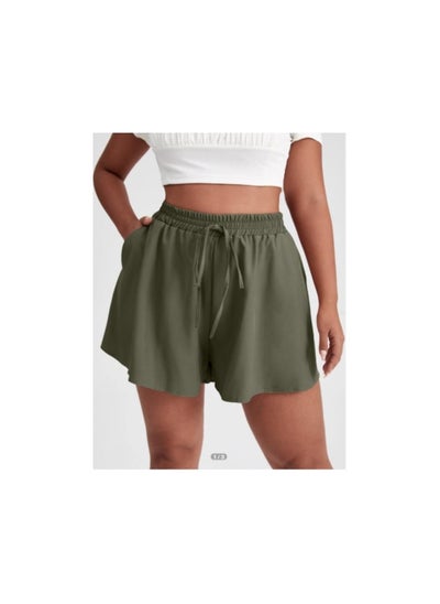 Buy Solid Color Front Knot Plus Size Shorts in Egypt