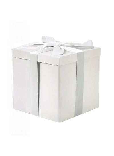 Buy Medium Birthday Gift Box With Lids Ribbon And Tissue Paper Collapsible Gift Box 1 Pcs 9X9X9 Inches White in Saudi Arabia