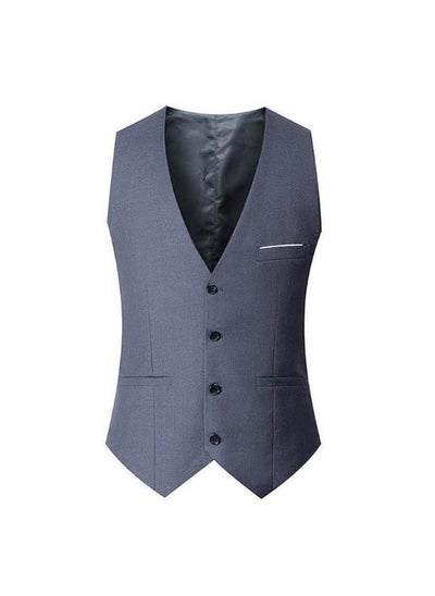 اشتري Slim Fit Korean Style Mens Suit Vest for SpringGray Gray في السعودية