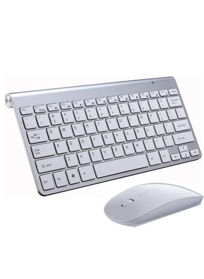 Buy Wireless Keyboard And Mouse, Combo, Cordless USB Computer Keyboard And Mouse Set, Ergonomic, Silent,/Compact/Slim For Windows/Laptop/Apple, iMac/Desktop/PC White in UAE