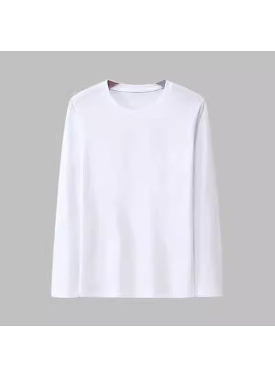 Buy Double-Sided Thermal Velvet Long Sleeve Turtleneck Mens Warm Tee Long Sleeve T White in UAE