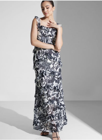 Buy Floral Print Ruffle Dress in UAE