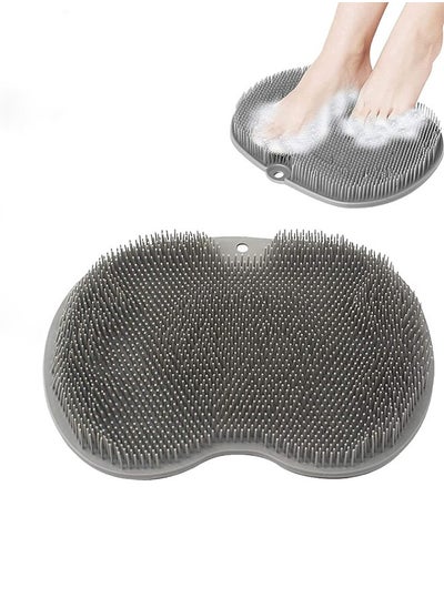 Buy Wall Mounted Exfoliating Back and Foot Scrubber Brush, Foot & Back Shower Massage Pad, Silicone Flat Body Scrubber with Suction Cups Bathroom Wash Foot Mat Bath Massage Cushion in Saudi Arabia