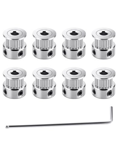 اشتري 8Pcs GT2 Pulley 20 Teeth 5mm Bore Timing Pulley Wheel for 6mm Width 3D Printer Belt, Aluminum 3D Printer Timing Belt Pulley Wheel with Ball-end Hex Wrench في الامارات