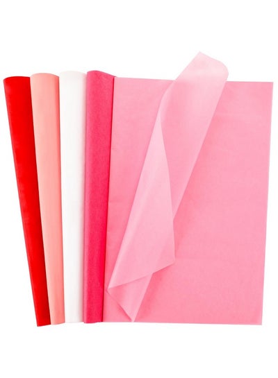 Buy 100 Sheets Valentine'S Day Tissue Paper Red Pink Wrapping Paper For Valentine'S Day Wedding Party Decoration Diy Crafts Gift Packing 19.7 ×13.8 Inch (5 Colors) in UAE