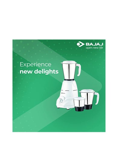 اشتري Bajaj Rex 500W Mixer Grinder with Nutri-Pro Feature, 3 Jars, White في الامارات