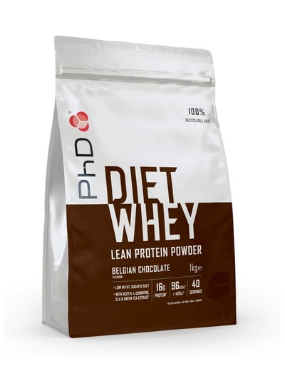 اشتري Diet Whey Lean Protein Powder Belgian Chocolate Flavour 1kg 40 servings في الامارات