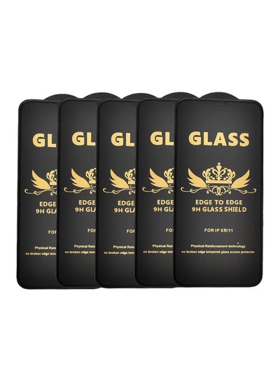 Buy G-Power 9H Tempered Glass Screen Protector Premium With Anti Scratch Layer And High Transparency For Iphone XR   Set Of 5 Pack 6.1" - Black in Egypt