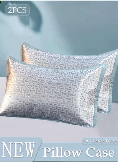 Buy 2PCS Cooling Pillow Cases Luxury Soft Pillow Covers Breathable Ice Silk for Hot Sleepers Hair and Skin Friendly in UAE