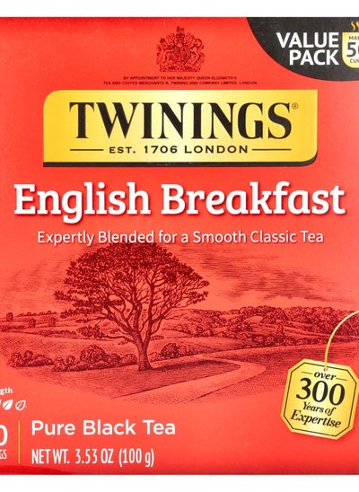 Buy Pure Black Tea English Breakfast 50 Tea Bags 3.53 oz (100 g) in UAE