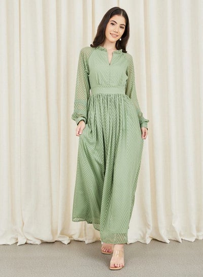 Buy Dobby Zig Zag Textured A-Line Maxi Dress in Saudi Arabia