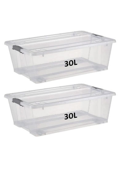 Buy Premify 30L 2pcs Storage Box With Lid and Wheels in UAE