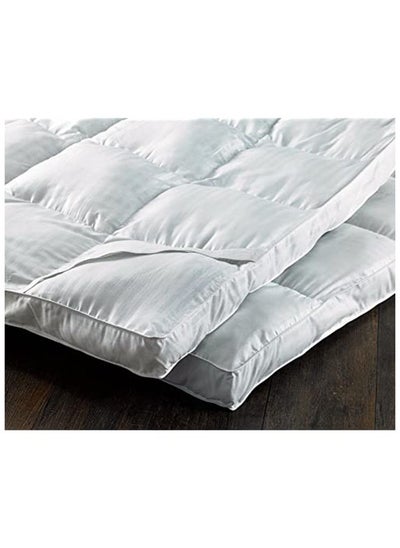 Buy Deyarco Soft Comfort King Mattress Topper - 85GSM Microfiber 1 cm Stripe Super Soft Fabric - 500GSM Soft, Firm ,and Extra Thick Fibersheet with 4 sides Elastic Bands-Size: 180 x 200cm ,White in UAE