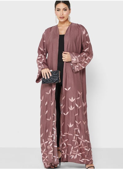 Buy V-Neck Embroidered Abaya in UAE