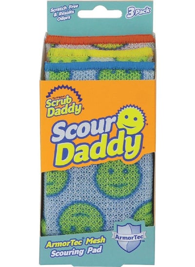 Buy Scour Daddy Multi Surface ArmourTec Mesh Scouring Pad, Absorbent, Soft in Warm Water, Firm in Cold, Scratch Free, Odor Resistant, Easy to Clean, Multicolour, Set Of 3. in UAE