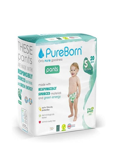 Buy Pure Born Baby Dry Pull Up Diapers. Size -5 20 Pieces in UAE