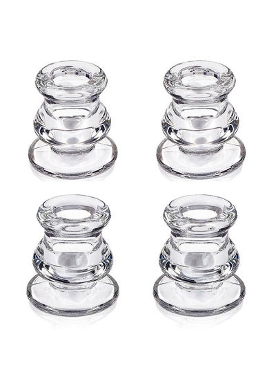 Buy Candlestick Holders Bulk - 4PCS Taper Candle Holders for Table Centerpiece - Thick Glass Candle Holders for Wedding, Party and Festival Decoration in UAE