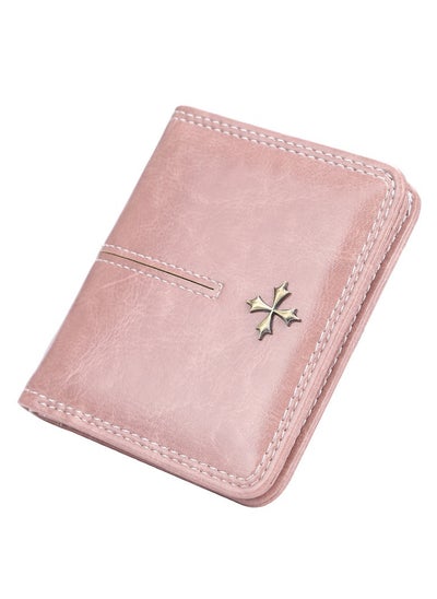 Buy Women Leather Short Wallet, Clutch Slim ID Credit Card Holder Folding Purse in Saudi Arabia