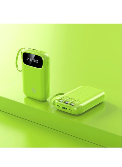 Buy New digital display large capacity 10000 mAh power bank with built-in charging cable mini power bank (green) in Saudi Arabia