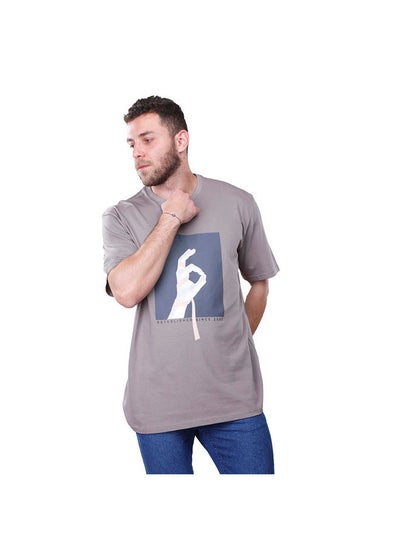 Buy COUP Loose Fit Printed T-Shirt For Men - Grey - M in Egypt