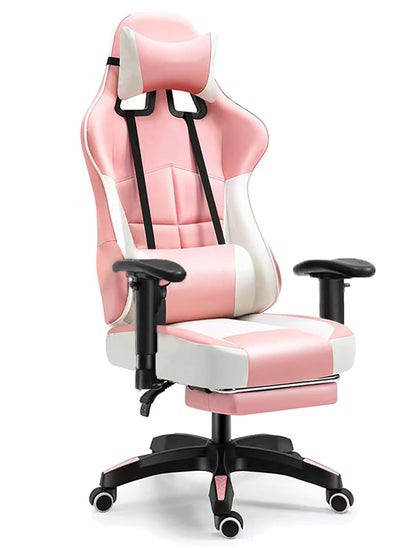 Buy Gaming Office Chair with Footrest Ergonomic Leather Video Game Chair Adjustable Armrest High Back Gamer Chair with Headrest and Lumbar Support in Saudi Arabia