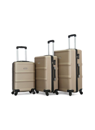 Buy Giordano Luggage Bags Hardside Spinners Trolley 3 PCS Set,Champagne in Saudi Arabia