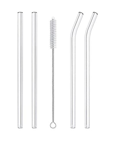 Buy Glass Transparent Straw Set 5 Pieces4 x Straws, 1 x Brush, Healthy and Eco-friendly in Egypt