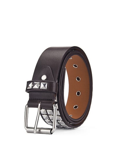 Buy Studded Belt Metal Punk Rock Rivet Belt Square Beads with Bright Pyramid for Women Men in Saudi Arabia