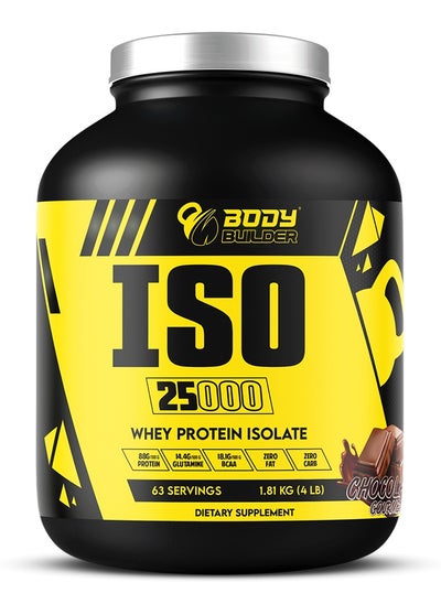 Buy Body Builder ISO 25000 - Gourmet Chocolate Flavor - 4Lb - 84g Protein - Boost Muscle Growth and Recovery - Zero Fat, Zero Sugar, Zero Carbs - Premium Whey Protein Isolate in Saudi Arabia