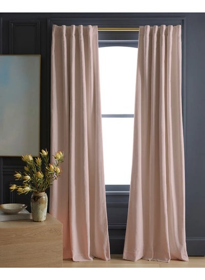 Buy Velvet Curtains Soft Fabric 1Piece Light Pink-140x280 in Egypt