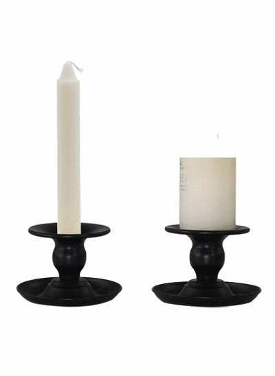 Buy Taper Candle Holder Set, Black Retro Iron Candle Stick Holder, Candlelight Stand for Pillar Candles, Candle Stands Decorative for Weddings, Parties and Home Décor (Pack of 2) in Saudi Arabia