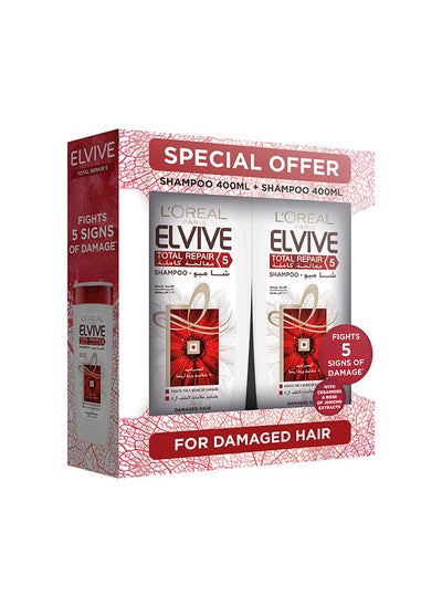 اشتري Elvive Total Repair 5 Shampoo 400 ml, Dual Pack في الامارات